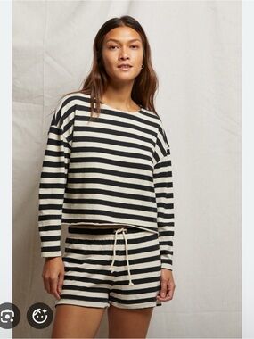 perfectwhitetee Black and Cream Striped Lounge Top